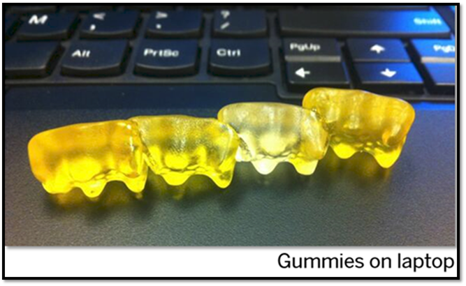Gummy bears on laptop