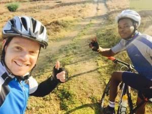 two men mountain biking in South Africa