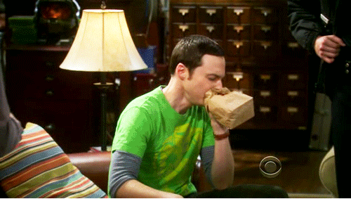 Gif of Sheldon from Big Bang Theory hyperventilating