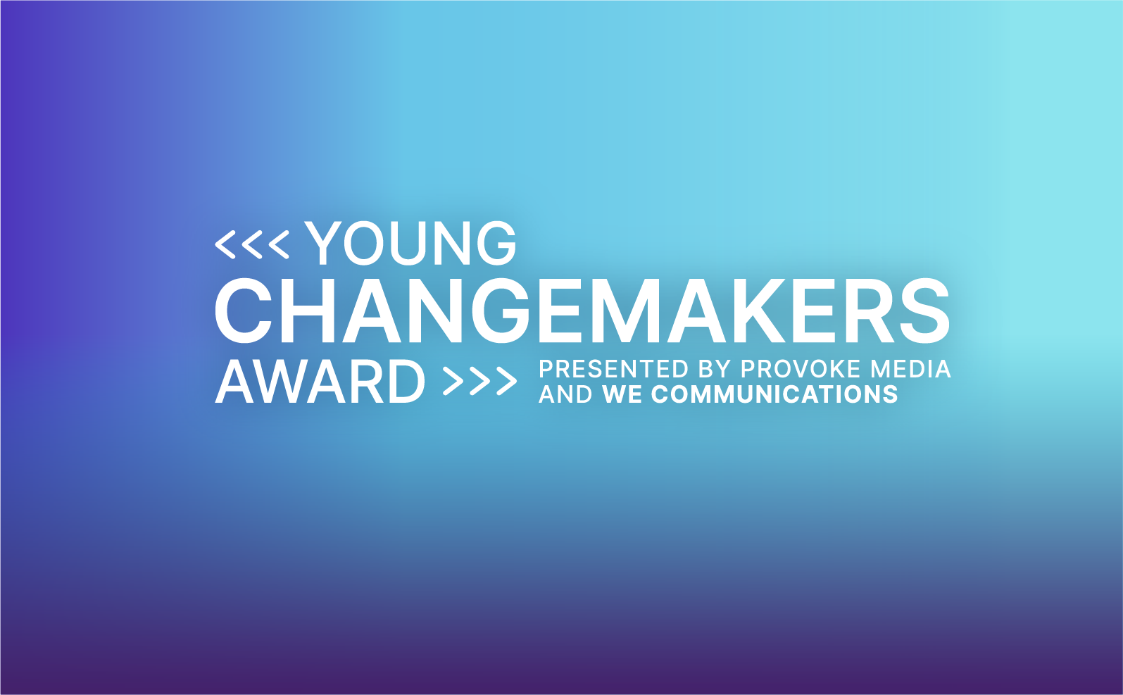 Young Changemakers Awards graphic with blue background - hero image