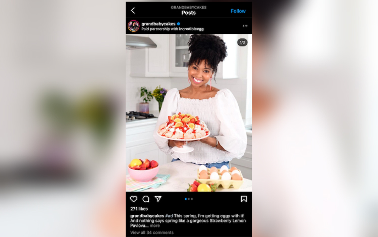 Screenshot of women baking on Instagram feed